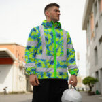 Hi-Vis-Jacket-Waterproof-Reflective-Tapes-Blue-Neon-And-Green-Flowers-Custom-Name-Safety-Workwear-For-Workers,-Truckers,-Operators-5