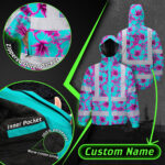 Hi-Vis-Jacket-Waterproof-Reflective-Tapes-Blue-Neon-And-Pink-Flowers-Custom-Name-Safety-Workwear-For-Workers,-Truckers,-Operators-7