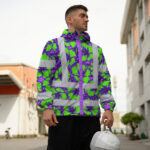 Hi-Vis-Jacket-Waterproof-Reflective-Tapes-Green-Neon-And-Violet-Flowers-Custom-Name-Safety-Workwear-For-Workers,-Truckers,-Operators-5