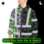 Hi-Vis-Jacket-Waterproof-Reflective-Tapes-Green-Neon-And-Violet-Flowers-Custom-Name-Safety-Workwear-For-Workers,-Truckers,-Operators-6