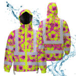 Hi-Vis-Jacket-Waterproof-Reflective-Tapes-Pink-Neon-And-Lime-Flowers-Custom-Name-Safety-Workwear-For-Workers,-Truckers,-Operators-2