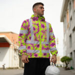 Hi-Vis-Jacket-Waterproof-Reflective-Tapes-Pink-Neon-And-Lime-Flowers-Custom-Name-Safety-Workwear-For-Workers,-Truckers,-Operators-5