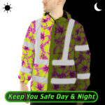 Hi-Vis-Jacket-Waterproof-Reflective-Tapes-Pink-Neon-And-Lime-Flowers-Custom-Name-Safety-Workwear-For-Workers,-Truckers,-Operators-6