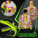 Hi-Vis-Jacket-Waterproof-Reflective-Tapes-Pink-Neon-And-Lime-Flowers-Custom-Name-Safety-Workwear-For-Workers,-Truckers,-Operators-7