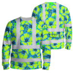 Hi-Vis-Long-Sleeve-Shirt-Reflective-Tapes-Blue-Neon-And-Green-Flowers-Custom-Name-Safety-Workwear-For-Workers,-Truckers,-Operators-1