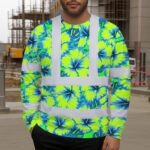 Hi-Vis-Long-Sleeve-Shirt-Reflective-Tapes-Blue-Neon-And-Green-Flowers-Custom-Name-Safety-Workwear-For-Workers,-Truckers,-Operators-3