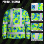 Hi-Vis-Long-Sleeve-Shirt-Reflective-Tapes-Blue-Neon-And-Green-Flowers-Custom-Name-Safety-Workwear-For-Workers,-Truckers,-Operators-7
