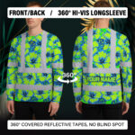 Hi-Vis-Long-Sleeve-Shirt-Reflective-Tapes-Blue-Neon-And-Green-Flowers-Custom-Name-Safety-Workwear-For-Workers,-Truckers,-Operators-8