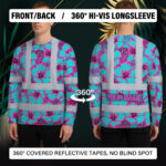 Hi-Vis-Long-Sleeve-Shirt-Reflective-Tapes-Blue-Neon-And-Pink-Flowers-Custom-Name-Safety-Workwear-For-Workers,-Truckers,-Operators-8