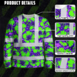 Hi-Vis-Long-Sleeve-Shirt-Reflective-Tapes-Green-Neon-And-Violet-Flowers-Custom-Name-Safety-Workwear-For-Workers,-Truckers,-Operators-7
