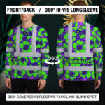 Hi-Vis-Long-Sleeve-Shirt-Reflective-Tapes-Green-Neon-And-Violet-Flowers-Custom-Name-Safety-Workwear-For-Workers,-Truckers,-Operators-8