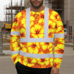 Hi-Vis-Long-Sleeve-Shirt-Reflective-Tapes-Orange-Neon-And-Yellow-Flowers-Custom-Name-Safety-Workwear-For-Workers,-Truckers,-Operators-3