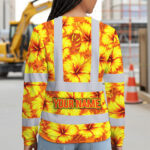 Hi-Vis-Long-Sleeve-Shirt-Reflective-Tapes-Orange-Neon-And-Yellow-Flowers-Custom-Name-Safety-Workwear-For-Workers,-Truckers,-Operators-4