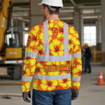 Hi-Vis-Long-Sleeve-Shirt-Reflective-Tapes-Orange-Neon-And-Yellow-Flowers-Custom-Name-Safety-Workwear-For-Workers,-Truckers,-Operators-5