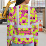 Hi-Vis-Long-Sleeve-Shirt-Reflective-Tapes-Pink-Neon-And-Lime-Flowers-Custom-Name-Safety-Workwear-For-Workers,-Truckers,-Operators-4