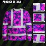 Hi-Vis-Long-Sleeve-Shirt-Reflective-Tapes-Violet-Neon-And-Pink-Flowers-Custom-Name-Safety-Workwear-For-Workers,-Truckers,-Operators-7