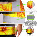 Hi-Vis-T-Shirt-Reflective-Tapes-Orange-Neon-And-Yellow-Flowers-Hawaii-Custom-Name-Safety-Workwear-For-Workers,-Truckers,-Operators-7
