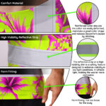 Hi-Vis-T-Shirt-Reflective-Tapes-Pink-Neon-And-Lime-Flowers-Hawaii-Custom-Name-Safety-Workwear-For-Workers,-Truckers,-Operators-7