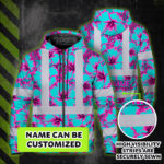 Hi-Vis-Zip-Hoodie-Reflective-Tapes-Blue-Neon-And-Pink-Flowers-Custom-Name-Safety-Workwear-For-Workers,-Truckers,-Operators-2