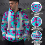 Hi-Vis-Zip-Hoodie-Reflective-Tapes-Blue-Neon-And-Pink-Flowers-Custom-Name-Safety-Workwear-For-Workers,-Truckers,-Operators-7