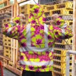 Hi-Vis-Zip-Hoodie-Reflective-Tapes-Pink-Neon-And-Lime-Flowers-Custom-Name-Safety-Workwear-For-Workers,-Truckers,-Operators-5