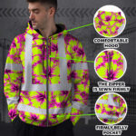 Hi-Vis-Zip-Hoodie-Reflective-Tapes-Pink-Neon-And-Lime-Flowers-Custom-Name-Safety-Workwear-For-Workers,-Truckers,-Operators-7