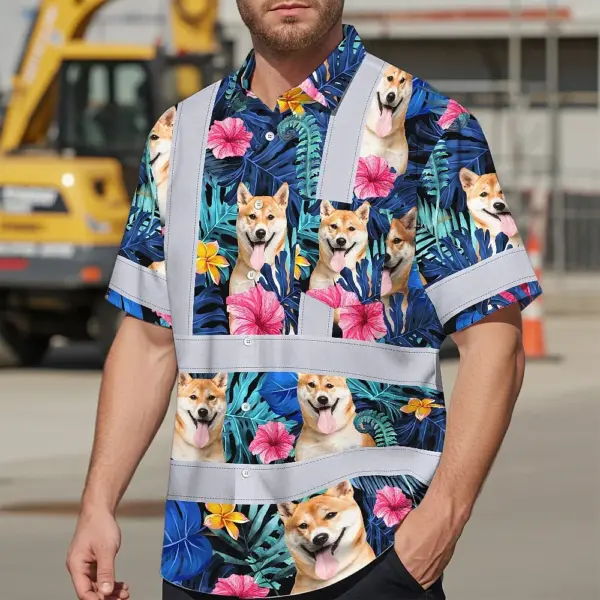 hi-vis-hawaiian-shirt-reflective-tapes-blue-pink-flowers-custom-name-82e14.webp