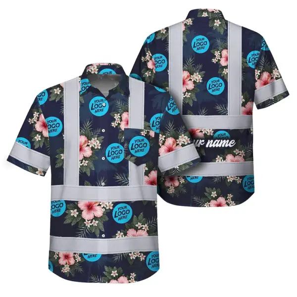 hi-vis-hawaiian-shirt-reflective-tapes-dark-blue-and-flowers-custom-b6ec2.webp