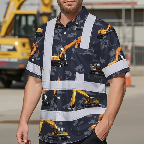hi-vis-hawaiian-shirt-reflective-tapes-dark-blue-excavator-custom-e634b.webp