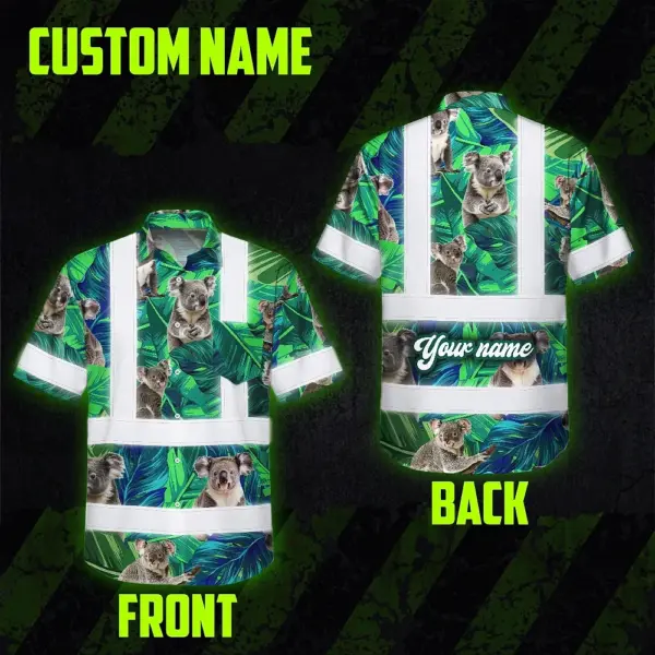 hi-vis-hawaiian-shirt-reflective-tapes-green-and-koala-custom-name-324e8.webp