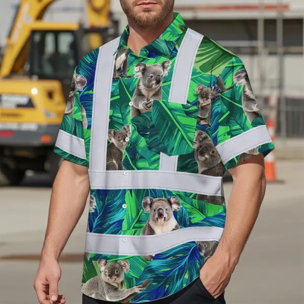 hi-vis-hawaiian-shirt-reflective-tapes-green-and-koala-custom-name-b505d.webp