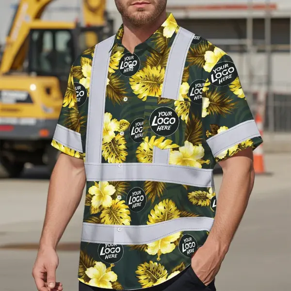 hi-vis-hawaiian-shirt-reflective-tapes-green-and-yellow-flowers-c3861.webp
