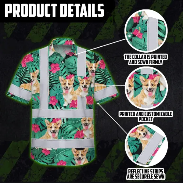hi-vis-hawaiian-shirt-reflective-tapes-green-flowers-custom-name-and-beeea.webp
