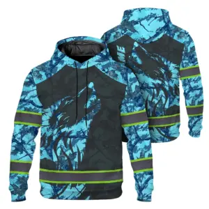 Hi Vis Hoodie Reflective Black And Blue Neon Hunting Custom Name Safety Workwear For Company, Group, Team, Hunters, Hunting Lovers