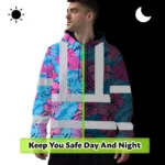 hi-vis-hoodie-reflective-tapes-pink-neon-and-blue-flowers-custom-58e67.webp