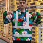 hi-vis-hoodie-reflective-tapes-red-neon-pink-flowers-custom-name-41187.webp