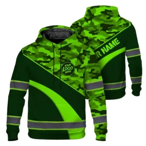 Hi Vis Hoodie Uniform Reflective Green Neon 3 Custom Name And Logo Safety Workwear For Company, Group, Team