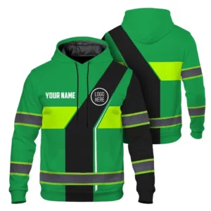 Hi Vis Hoodie Uniform Reflective Lime Green Neon Custom Name And Logo Safety Workwear For Company, Group, Team