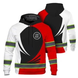 Hi Vis Hoodie Uniform Reflective Red White Neon Custom Name And Logo Safety Workwear For Company, Group, Team