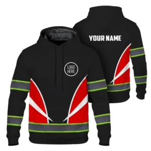 Hi Vis Hoodie Uniform Reflective White Red Neon Custom Name And Logo Safety Workwear For Company, Group, Team