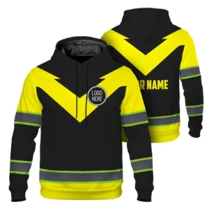 Hi Vis Hoodie Uniform Reflective Yellow Neon Custom Name And Logo Safety Workwear For Company, Group, Team