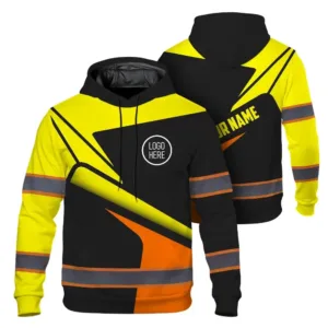 Hi Vis Hoodie Uniform Reflective Yellow Orange Neon Custom Name And Logo Safety Workwear For Company, Group, Team