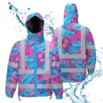 hi-vis-jacket-waterproof-reflective-tapes-pink-neon-and-blue-flowers-5819e.webp
