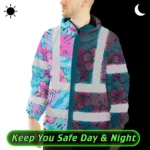 hi-vis-jacket-waterproof-reflective-tapes-pink-neon-and-blue-flowers-a0334.webp