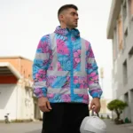 hi-vis-jacket-waterproof-reflective-tapes-pink-neon-and-blue-flowers-b8c83.webp