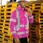 hi-vis-jacket-waterproof-reflective-tapes-pink-neon-flowers-custom-a8b2b.webp