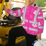 hi-vis-jacket-waterproof-reflective-tapes-pink-neon-flowers-custom-c456e.webp