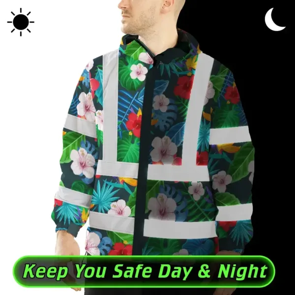hi-vis-jacket-waterproof-reflective-tapes-red-neon-pink-flowers-158da.webp