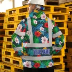 hi-vis-jacket-waterproof-reflective-tapes-red-neon-pink-flowers-3f814.webp