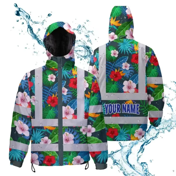 hi-vis-jacket-waterproof-reflective-tapes-red-neon-pink-flowers-bc004.webp